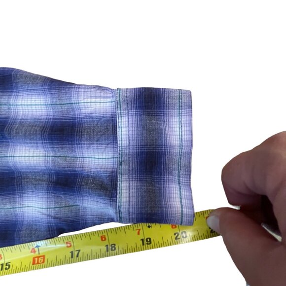 Panhandle Slim Cobalt Blue Plaid Youth Western Shirt XL / 18 100% Cotton - Picture 7 of 7